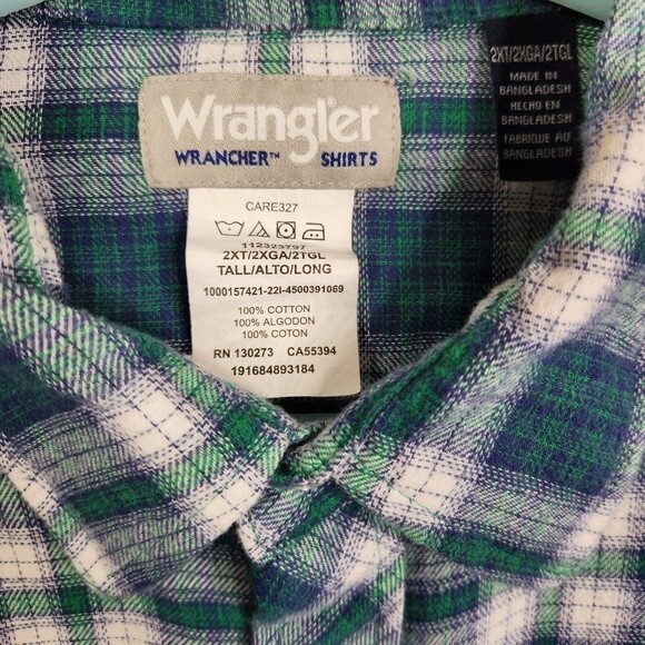 Wrangler Wrancher Shirts Men's Peal Snap Button Down Size 2XT - Picture 4 of 6